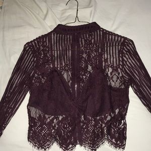 Lace crop top with built in bralette